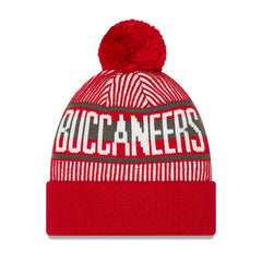 Tampa Bay Buccaneers New Era Youth Striped Cuffed Knit Hat with Pom - Red on sale