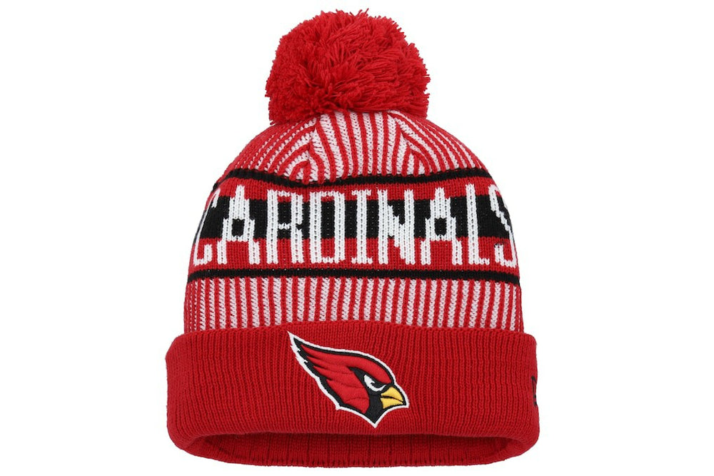 Arizona Cardinals New Era Youth Striped Cuffed Knit Hat with Pom - Cardinal outlet