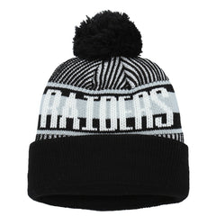 Las Vegas Raiders New Era Youth Striped Cuffed Knit Hat with Pom - Black sale