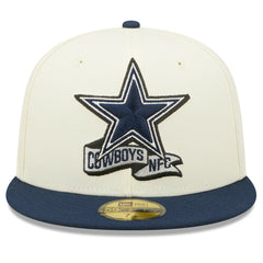Dallas Cowboys New Era 2022 Sideline 59FIFTY Fitted Hat - Cream/Navy sale