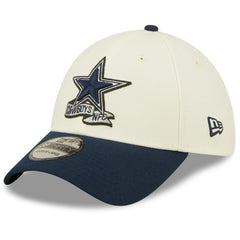 Dallas Cowboys New Era 2022 Sideline 39THIRTY 2-Tone Flex Hat - Cream/Navy sale