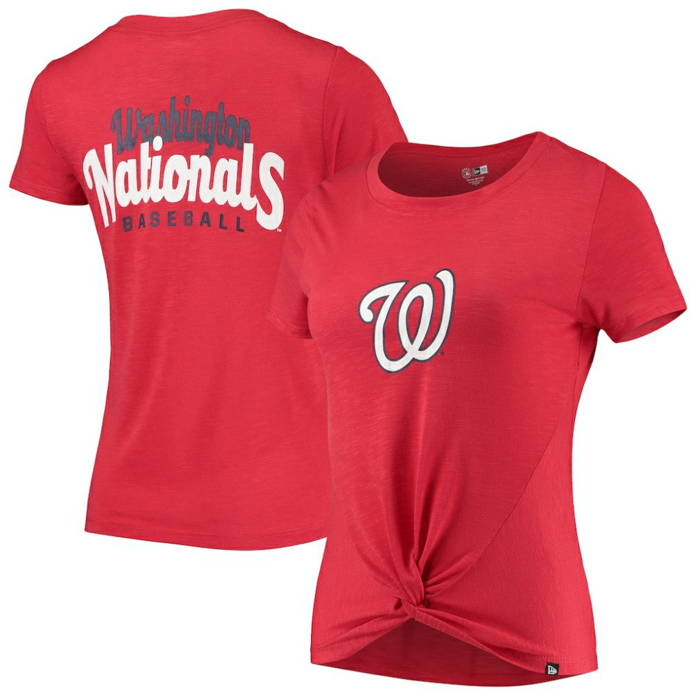 Washington Nationals Women's 2-Hit Front Twist Burnout T-Shirt - Red | New Era