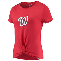 Washington Nationals Women's 2-Hit Front Twist Burnout T-Shirt - Red | New Era