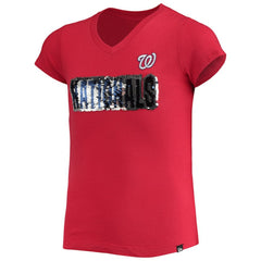 Washington Nationals Girls Youth Flip Sequin Team T-Shirt - Red | New Era