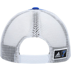 St. Louis Blues adidas Team Plate Trucker Snapback Hat Blue/White