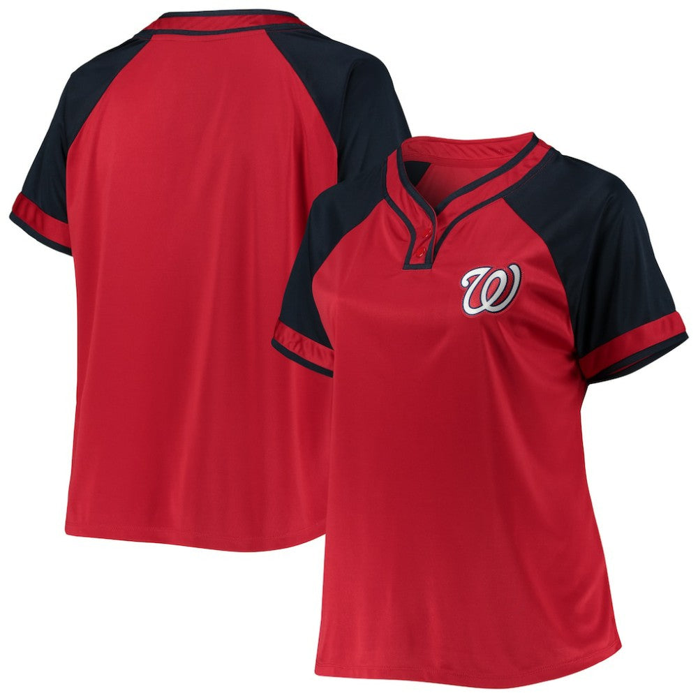 Washington Nationals Women's Plus Size Raglan T-Shirt - Red