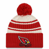Arizona Cardinals New Era 2022 Sideline Sport Cuffed Pom Knit Hat - Cream/Cardinal online