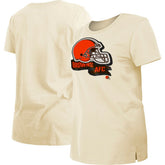 Cleveland Browns New Era Women's Chrome Sideline T-Shirt - Cream for sale