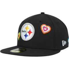 Pittsburgh Steelers New Era Chain Stitch Heart 59FIFTY Fitted Hat - Black discount