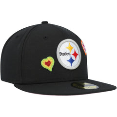 Pittsburgh Steelers New Era Chain Stitch Heart 59FIFTY Fitted Hat - Black discount
