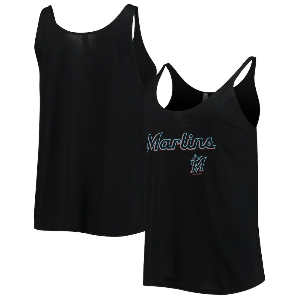 Miami Marlins Soft as a Grape Women's Slouchy Tank Top - Black