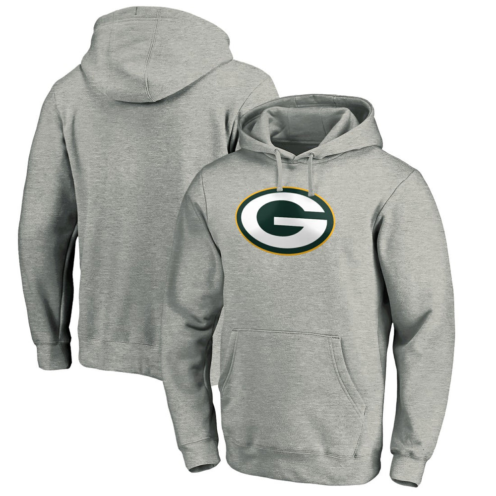 Green Bay Packers Primary Logo Fitted Pullover Hoodie - Heather Gray discount