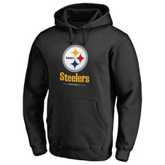 Pittsburgh Steelers Logo Team Lockup Fitted Pullover Hoodie - Black on sale