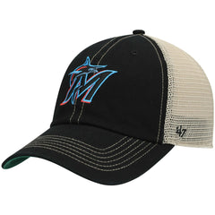 Miami Marlins Trawler Clean Up Trucker Snapback Hat - Black | 47 brand