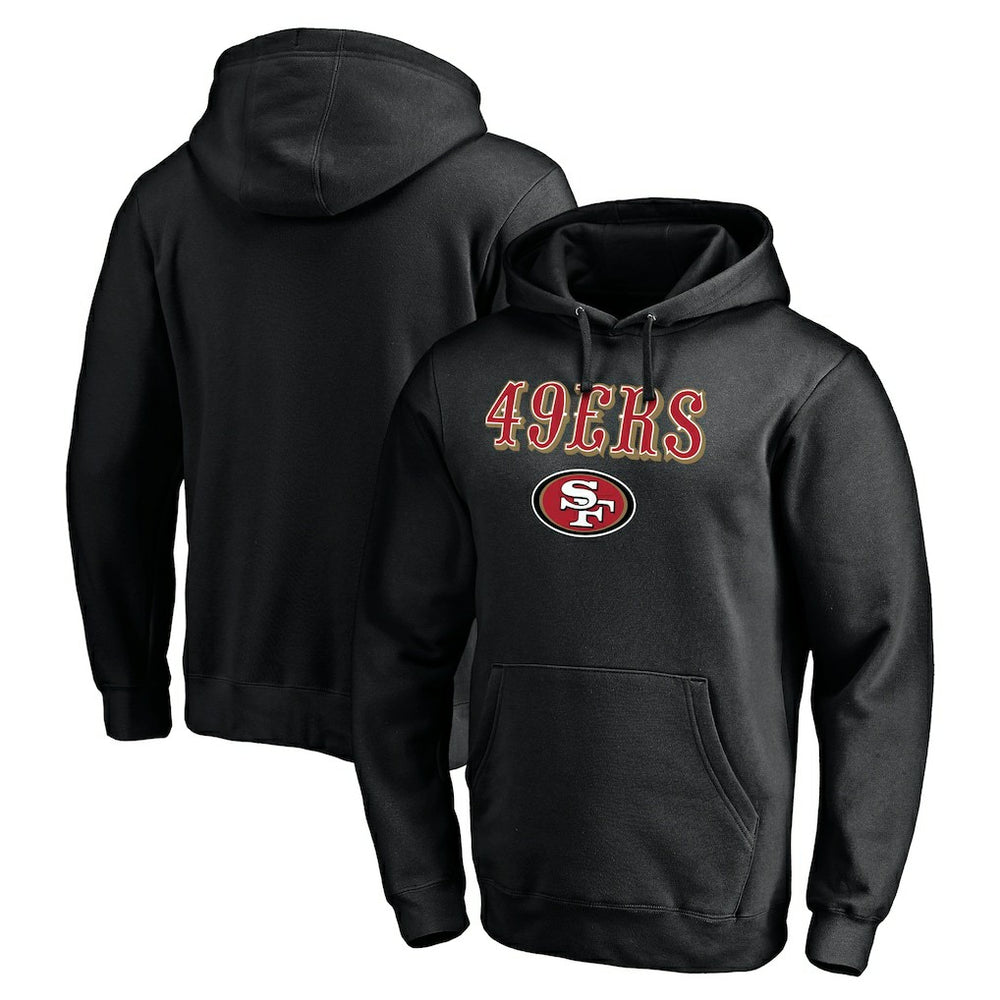 San Francisco 49ers Logo Team Lockup Fitted Pullover Hoodie - Black on sale