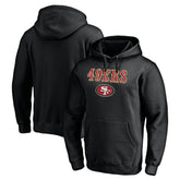 San Francisco 49ers Logo Team Lockup Fitted Pullover Hoodie - Black on sale