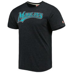Miami Marlins Homage Hand-Drawn Logo Tri-Blend T-Shirt - Charcoal