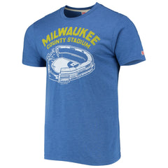 Milwaukee Brewers Homage Milwaukee County Stadium Tri-Blend T-Shirt - Royal