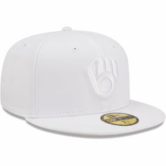 Milwaukee Brewers White on White 59FIFTY Fitted Hat | New Era