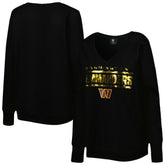 Washington Commanders Cuce Women's Sequin Logo V-Neck Pullover Sweatshirt - Black outlet