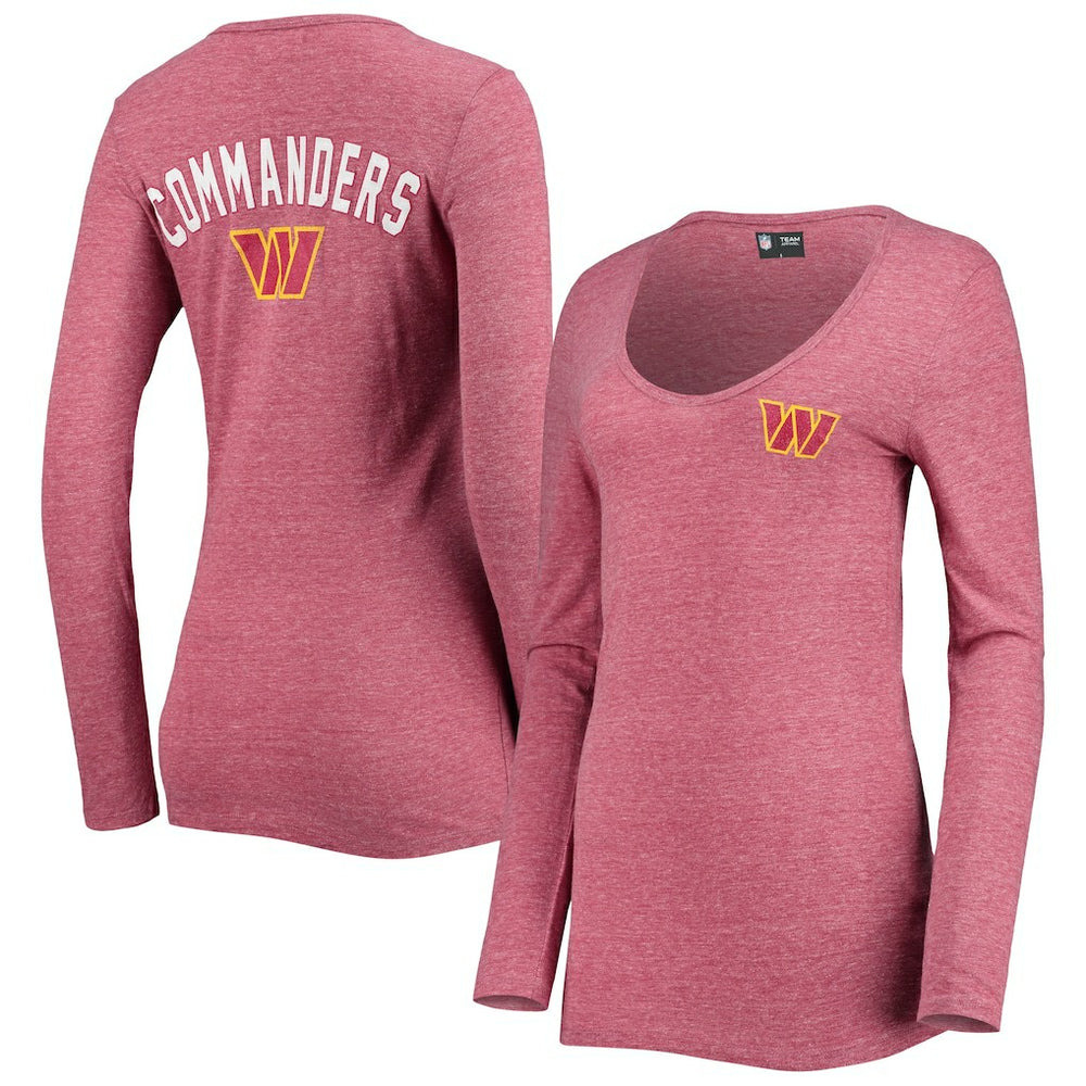 Washington Commanders New Era Women's Scoop Neck Tri-Blend Long Sleeve T-Shirt - Burgundy online