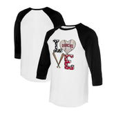 Arizona Diamondbacks Tiny Turnip Women's Baseball Love Raglan 3/4-Sleeve T-Shirt - White/Black