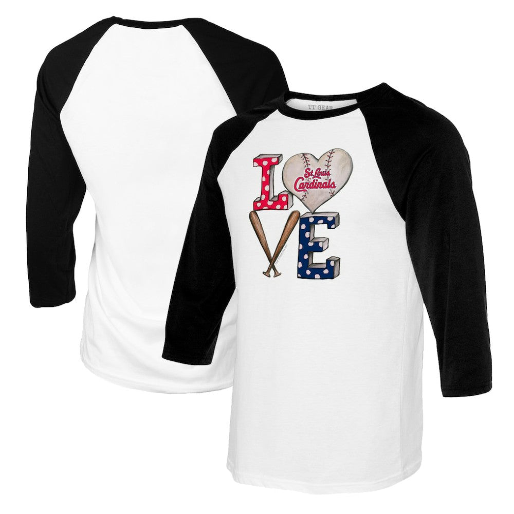 St. Louis Cardinals Tiny Turnip Women's Baseball Love Raglan 3/4-Sleeve T-Shirt - White/Black