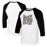 Chicago Cubs Tiny Turnip Women's Peace Love Baseball 3/4-Sleeve Raglan T-Shirt - White/Black