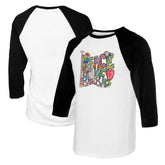 Philadelphia Phillies Tiny Turnip Women's Peace Love Baseball 3/4-Sleeve Raglan T-Shirt - White/Black