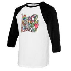 Philadelphia Phillies Tiny Turnip Women's Peace Love Baseball 3/4-Sleeve Raglan T-Shirt - White/Black