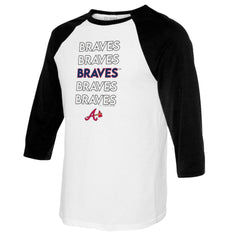 Atlanta Braves Tiny Turnip Women's Stacked 3/4-Sleeve Raglan T-Shirt - White/Black