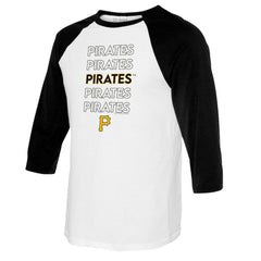 Pittsburgh Pirates Tiny Turnip Women's Stacked 3/4-Sleeve Raglan T-Shirt - White/Black