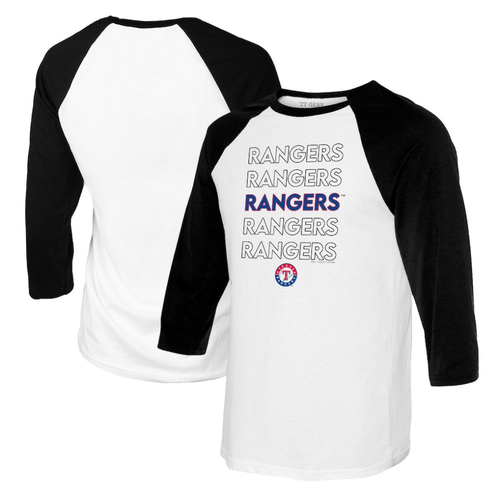 Texas Rangers Tiny Turnip Women's Stacked 3/4-Sleeve Raglan T-Shirt - White/Black