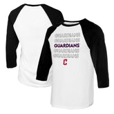 Cleveland Guardians Tiny Turnip Youth Stacked Raglan 3/4 Sleeve T-Shirt - White/Black