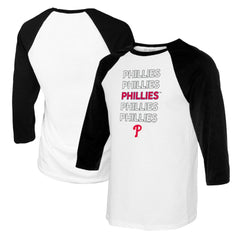 Philadelphia Phillies Tiny Turnip Youth Stacked Raglan 3/4 Sleeve T-Shirt - White/Black