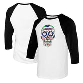 Cleveland Guardians Tiny Turnip Women's Sugar Skull 3/4-Sleeve Raglan T-Shirt - White/Black