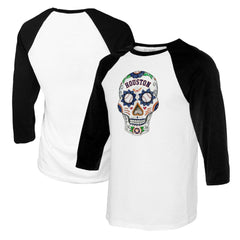 Houston Astros Tiny Turnip Women's Sugar Skull 3/4-Sleeve Raglan T-Shirt - White/Black
