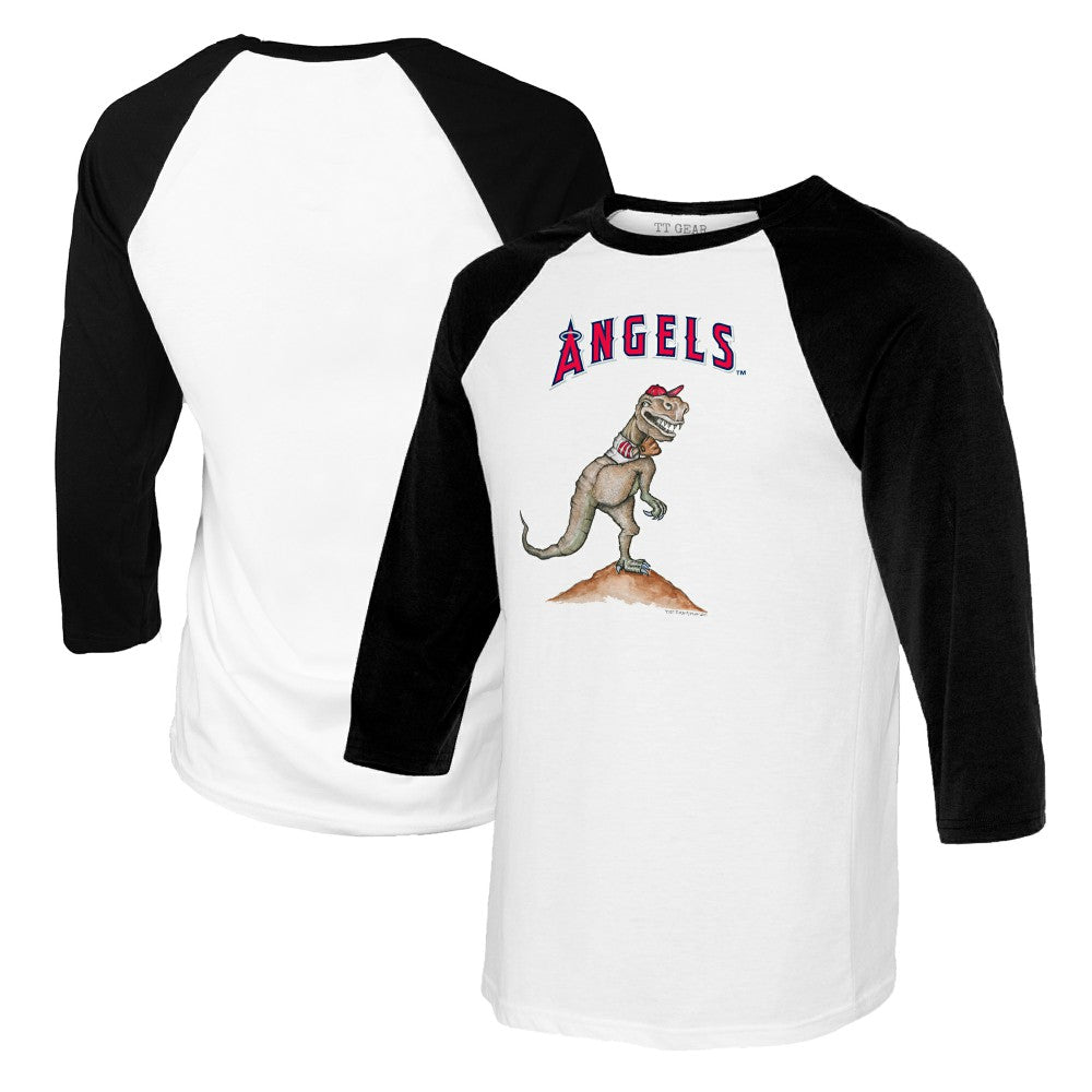 Los Angeles Angels Tiny Turnip Youth TT Rex Raglan 3/4 Sleeve T-Shirt - White/Black