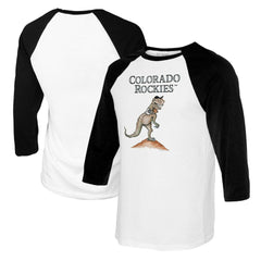 Colorado Rockies Tiny Turnip Youth TT Rex Raglan 3/4 Sleeve T-Shirt - White/Black