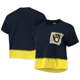 Milwaukee Brewers Refried Apparel Women's Cropped T-Shirt - Navy