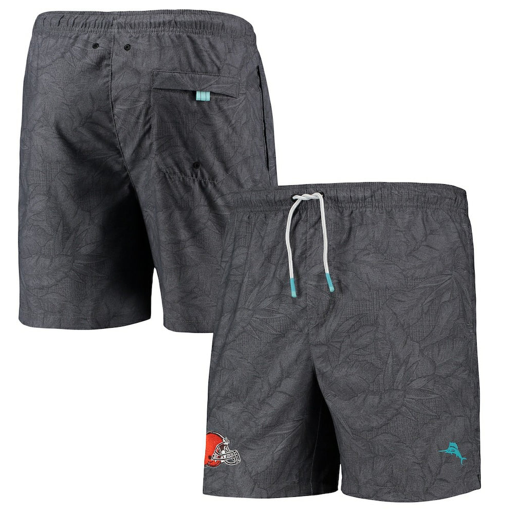 Cleveland Browns Naples Layered Leaves Swim Trunks - Black online