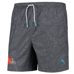 Cleveland Browns Naples Layered Leaves Swim Trunks - Black online