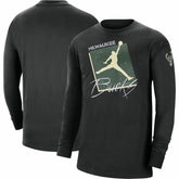 Milwaukee Bucks Jordan Brand Courtside Max 90 Vintage Wash Statement Edition Long Sleeve T-Shirt - Black sale