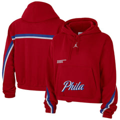 Philadelphia 76ers Jordan Brand Women's Courtside Statement Edition Pullover Hoodie - Red discount