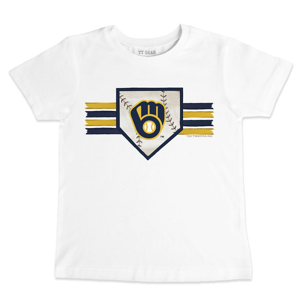 Milwaukee Brewers Tiny Turnip Youth Base Stripe T-Shirt - White