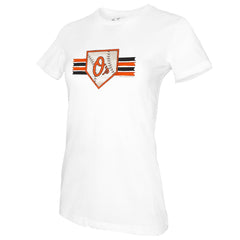 Baltimore Orioles Tiny Turnip Women's Base Stripe T-Shirt - White