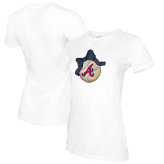 Atlanta Braves Tiny Turnip Women's Baseball Bow T-Shirt - White