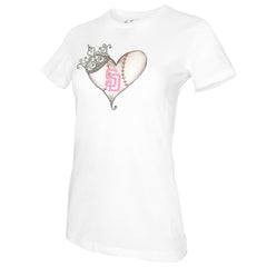 San Diego Padres Tiny Turnip Women's Baseball Tiara Heart T-Shirt - White