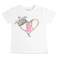 Boston Red Sox Tiny Turnip Youth Baseball Tiara Heart T-Shirt - White