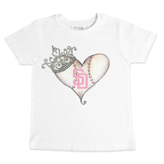 San Diego Padres Tiny Turnip Youth Baseball Tiara Heart T-Shirt - White